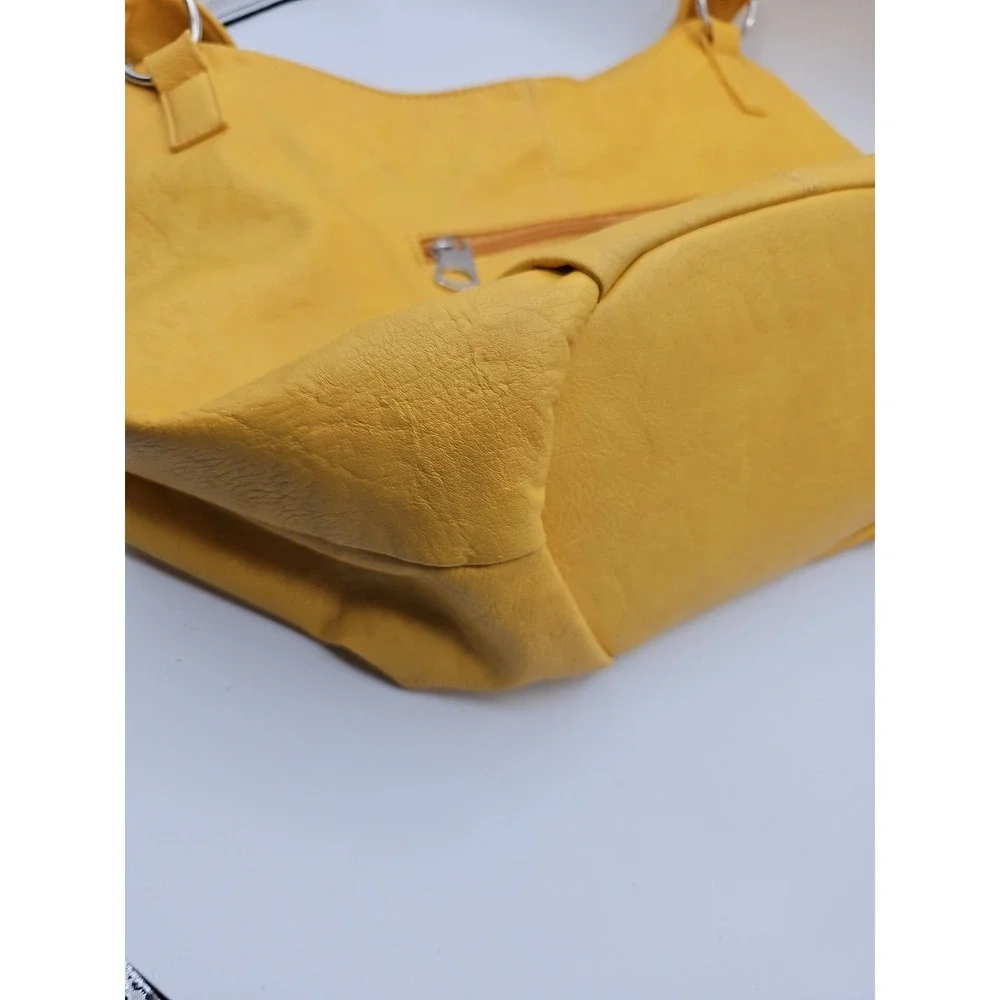 Dandelion Yellow Hobo Shoulder Bag Large Slouch Purse Silver Tone Hardware